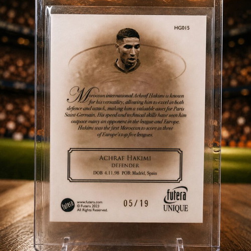Achraf Hakimi 2024 Futera Unique Nostalgia Heritage Sapphire card like new