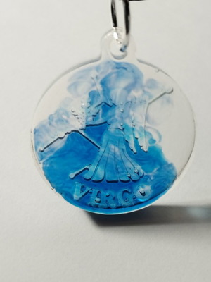 Handmade Zodiac Pendant Virgo Leo Sagittarius in Blue Resin