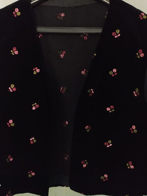 Vintage vest handmade black embroidered velvet like new