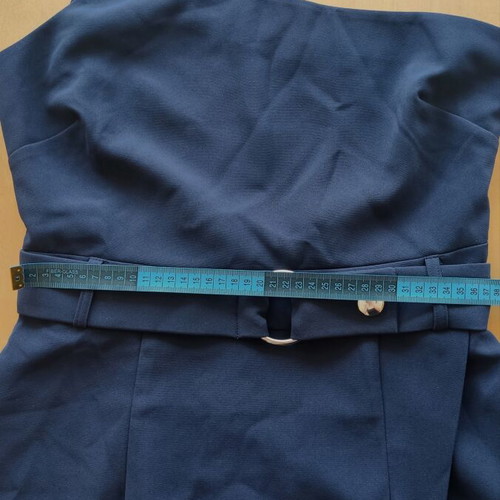 Navy mini dress with one shoulder and belt like new