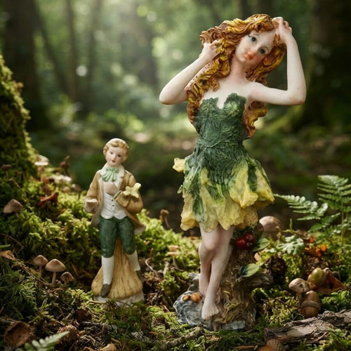 Vintage decorative fairy and boy figurine set, like new, 30cm and 20cm