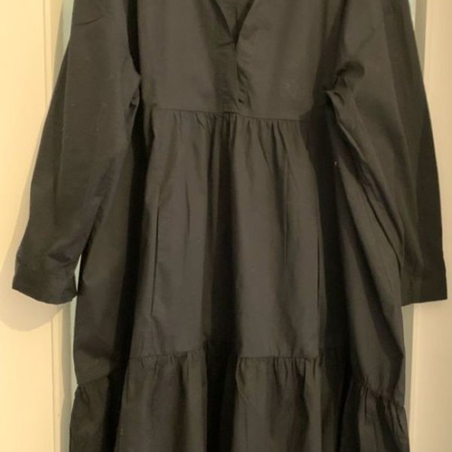 Zara Boho Oversize Dress L Black Cotton Poplin Like New