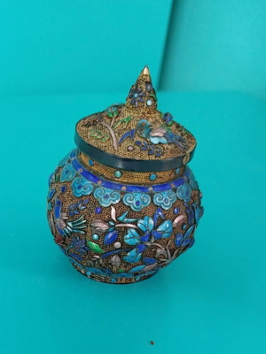 Cloisonné vase openwork rare, like new, Japanese Meiji period