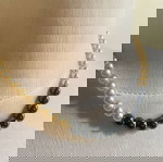  Vintage black Hematite with Pearls Necklace