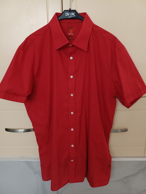 Men's short-sleeve shirt XXL red slim fit like new