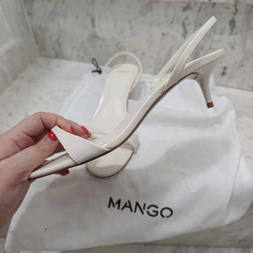 Mango white sandals size 39 heel 5cm new