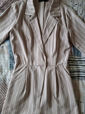 Missguided one-piece shorts with 3/4 sleeve like new, pink with white stripes