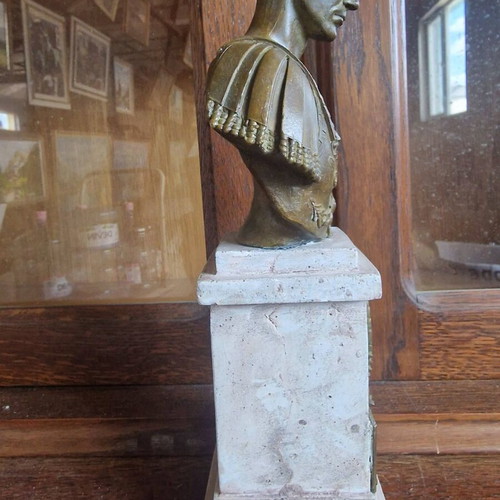 Bronze bust of Caesar on polymer marble pedestal