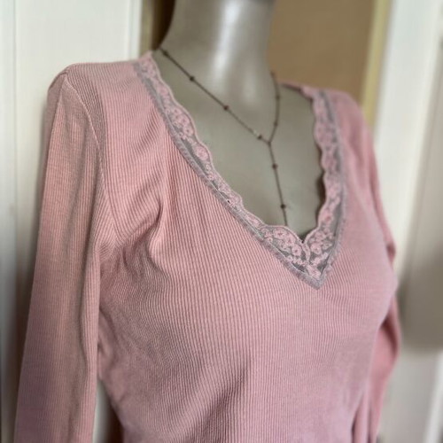 Pink thin long-sleeve Principles blouse like new, size M