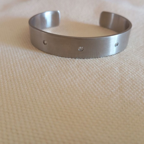 Steel bracelet like new with satin finish and stones