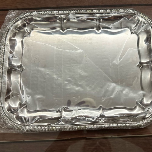 Silver Rectangular Serving Tray new with decorative edge