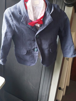 Marasil baptism set 12 months like new with shirt and bow tie
