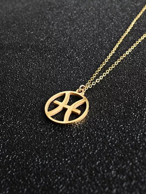 Pisces necklace new, steel, gold color