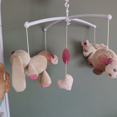 Nattou Musical Baby Crib Mobile like new, washable plush toys