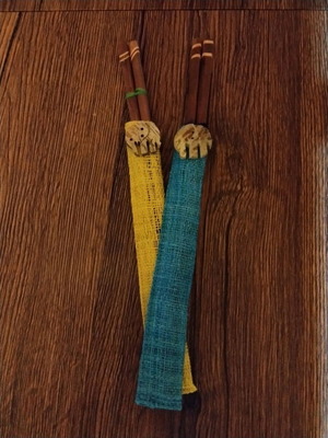 Chopsticks new, bamboo with colorful cases, set of 2