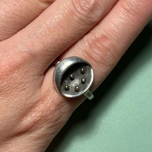 Handmade ring 18K gold and 925 silver used, vintage design