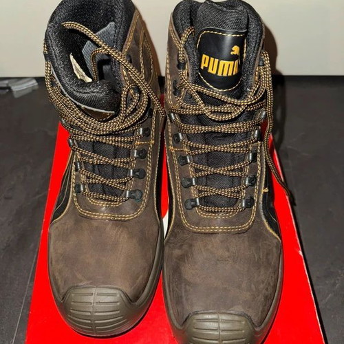 Puma Sierra Nevada Mid S3 work boots, size 44, brown and black