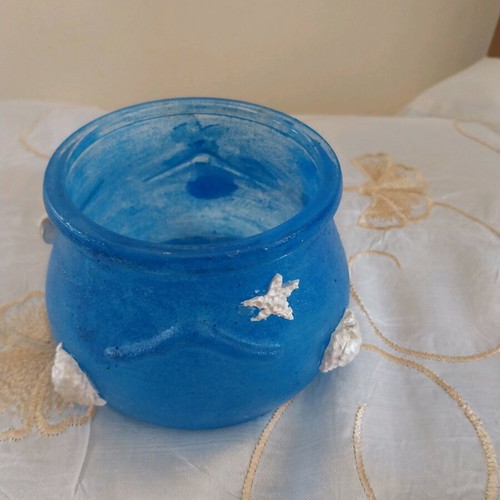 Decorative handmade jar with battery light, height 7 cm, new