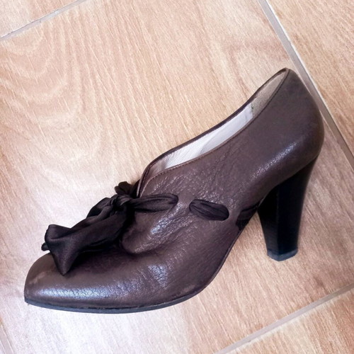 Rossi ankle boots used, leather with silk ribbon, 8cm heel