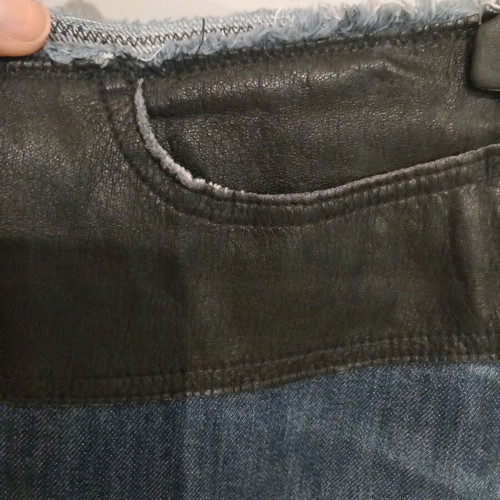 Sisley denim skirt with leather used, size S, blue