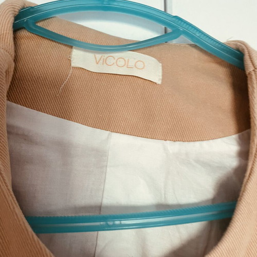 Vicolo denim jacket like new, beige and pink, wide fit, elbow sleeves