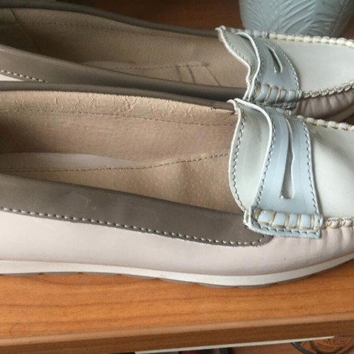 Cypres women's loafers moccasins new, white leather, size 38