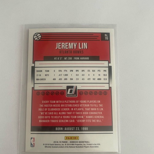 2018-19 Panini Donruss Jeremy Lin #16 Green Card new