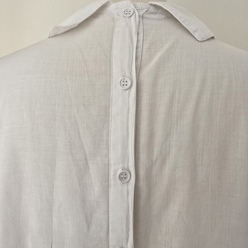 Vintage blouse with back buttons, size L, used, white cotton