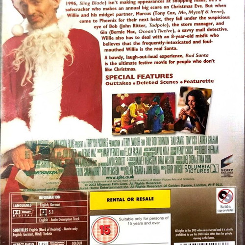 Bad Santa DVD new comedy with English subtitles