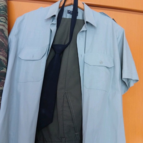 Summer uniform trousers with shirt and tie like new, green