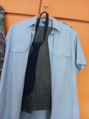 Summer uniform trousers with shirt and tie like new, green