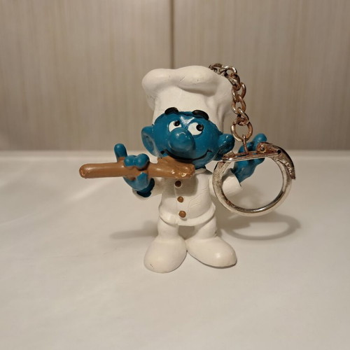 Smurf keychain miniature Cook Smurf Schleich 1978 like new