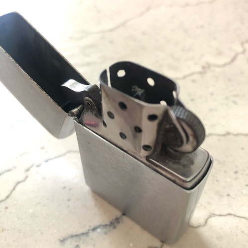 Zippo silver lighter used, simple, needs maintenance