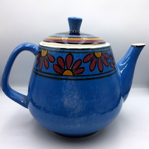 Vintage blue ceramic teapot Keramikos like new