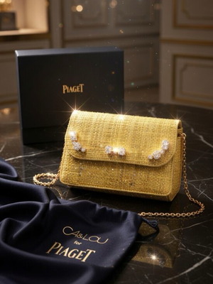 Piaget x CA&LOU Crystal-Embellished Raffia Evening Bag New