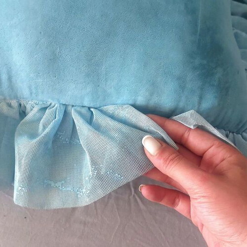 Velvet inflatable decorative pillow, vintage, sky blue