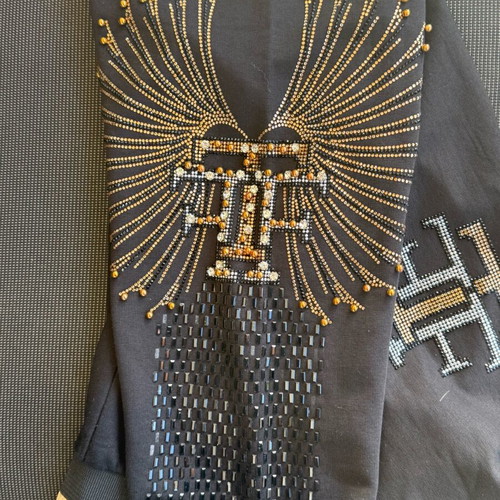Women's black blouse with unique beaded sleeves Tatu size 42 like new