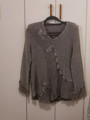 Blouse with decorative details used, gray, size L