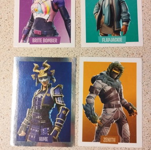 4 FORTNITE PANINI STICKERS # BRITE BOMBER # FLAPJACKIE # HIME # ZENITH #