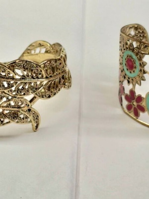 Bracelets like new, two colorful gold-tone