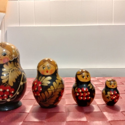 Babushka set of 5 wooden dolls with hand-painted design, new