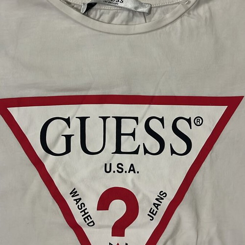 Guess Women T-Shirt white original triangle logo print size M like new