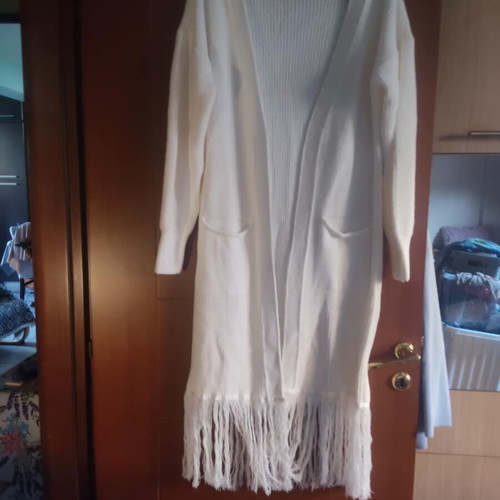 Long cardigan with fringes new, ecru