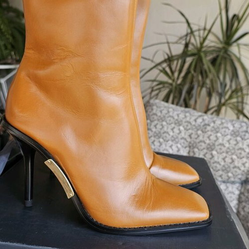 Μπότες Zara καινούργιες, μέγεθος 38, δέρμα, μπεζ πορτοκαλί