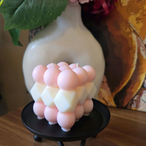 Large Bubble Candle custom made from soy wax with two wicks
