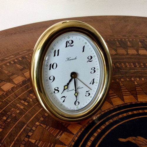 Kienzle Quartz Alarm Desk Clock New Oval Gold-Tone Polished Brass