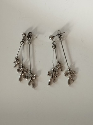 Dangling earrings double made of steel, like new, length 4.5 cm