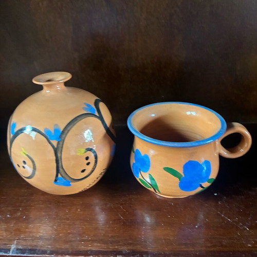 Ceramic handmade jar and cup like new, pack of 2