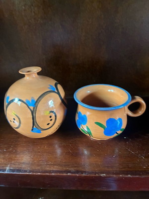 Ceramic handmade jar and cup like new, pack of 2