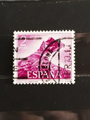 Γραμματόσημο Ισπανίας 1969 2pta Gibraltar μωβ σαν καινούργιο
